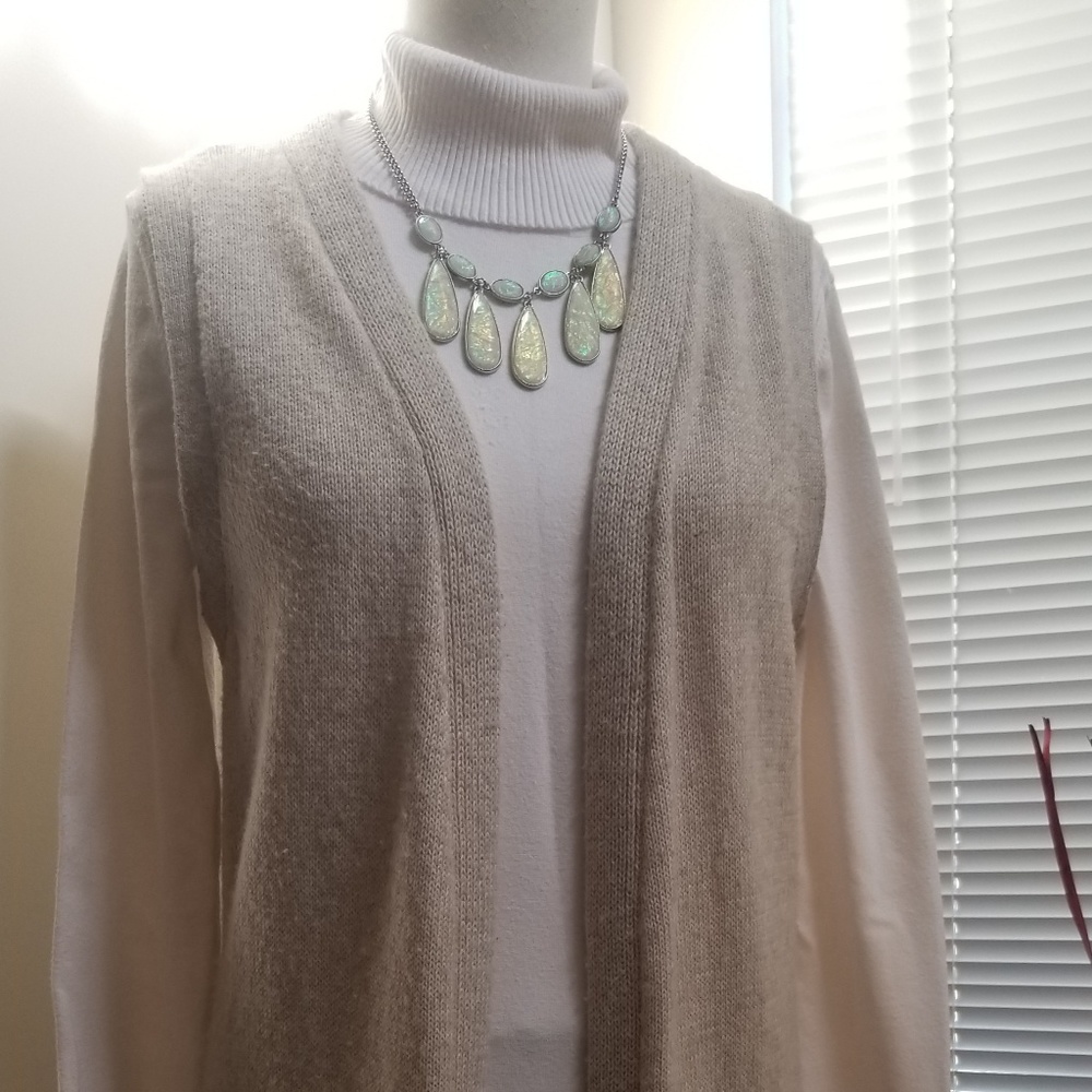 Long Sleeveless Knit Duster Vest